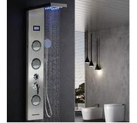 MIPAN. Colonne de douche Hydromassage Argent - Colonne de Douche à Montage Mural - Avce Douchette + Éclairage LED