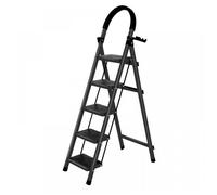 MIPAN . Escabeau 5 marches - Pliant avec Pédale Antidérapante - Échelle Stable en Acier - Max:150KG - Noir