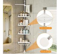 MIPAN.Etagère d'angle Téléscopique - Avec 4 Tablettes + Crochets - Réglable en Hauteur - 105-310cm - Blanc