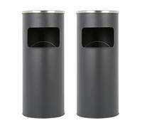MIPAN. Lot de 2 Poubelle en Acier Inoxydable 30L - Avec Seau Intérieur Cendrier sur Pied - Pour Hôtel, Jardin, Extérieur - Noir