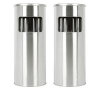 MIPAN. Lot de 2 Poubelle en Acier Inoxydable 30L - Avec Seau Intérieur Cendrier sur Pied - Pour Hôtel, Jardin, Extérieur -Argent