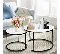 MIPAN. Lot de 2 Tables d'appoint Rondes - Table Basse - Grande : 70 cm Petite : 50 cm - Pour Salon, Chambre, Bureau - Style 2