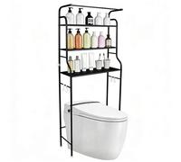 MIPAN. Meuble WC - Meuble Dessus Machine à Laver - Étagère De Salle De Bain À 3 Niveaux Sans Perçage - 47x25x160cm - Noir