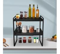 MIPAN. Organiseur sous évier à 2 Niveaux - Noir - 36 -60x 21x36.5cm - Étagère de cuisine en métal multifonctionnelle extensible