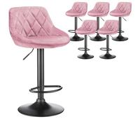 MIPAN.Tabourets de Bar Lot de 6 Tabouret Bar en Velours - Chaise de Bar Coussin épais - Tabouret Haut pour îlot de Cuisine - Rose