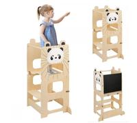 MIPAN.Tour D'apprentissage Avec Tableau À Dessin - Tour d'apprentissage Montessori - Escalier De Cuisine Bébé en Bois - Panda