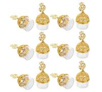Mipcase 12pcs Boîtes à Bonbons en Plastique Doré Couvercle, Style Européen Élégant, Décoratives pour Mariages et Événements Spéciaux