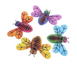Mipcase 4 Pcs Pendentifs Abeilles en Fer Applique Murale Décoration Extérieure pour Jardin et Clôture Design Créatif et Délicat