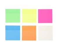 Mipcase 6 Pièces Notes Autocollantes Transparentes PET 75x75mm, Blocs de 50 Feuilles, 6 Couleurs, Auto-adhésives, Réutilisables, pour Bureau, École et Rappels la Maison