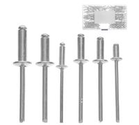 Mipcase Assortiment de Rivets Aveugles en Aluminium Léger et Solide Boîte de 180 Pièces, Tige Polie sans Bavure, Tête Plate Ronde pour Montage Fiable