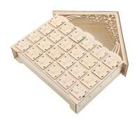 Mipcase Calendrier festif en bois lumineux à LED avec 24 tiroirs à remplir décoration rustique de village de Noël réutilisable pour cheminée et table compte à rebours lumineux avant