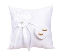 Mipcase Coussin Facile à Transporter Blanc Carré Porte-alliances en Polyester Design Floral Romantique et Réutilisable pour Cérémonie de Mariage