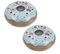 Mipcase Lot de 2 Boîtes à Bonbons en Tôle Forme Donuts Bleu, Pratique et Portable, pour Fête D'anniversaire ou Noël, Boîte à Friandises Élégante et Raffinée