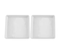 Mipcase Lot de 2 Plateaux Carrés en Plastique Blanc, 40 CM, pour Pots de Fleurs et Herbes, Légers et Solide, Adaptés la Maison Bureau, Collecte d'eau Intégrée