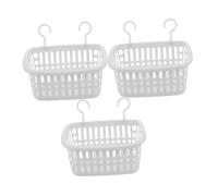 Mipcase Lot de 3 Paniers Suspendus pour Salle de Bain Gris Blanc Petit Format, Plastique Résistant, Multifonctionnels avec Crochets, Organiseurs Muraux Adaptés la Bain Cuisine, Gain de Place