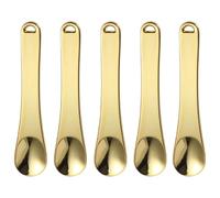 Mipcase Lot de 5 Mini Spatules à Maquillage en Plastique Doré, Cuillères Cosmétiques pour Crème Visage, Outil de Soin Peau Compact et Réutilisable, pour Usage Personnel et Professionnel