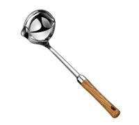 Mipcase Louche à Soupe Couleur Aléatoire Manche en Bois en Acier Inoxydable Séparateur D'huile et Soupe Ustensile Pratique pour Filtrer la Graisse Bouillon Cuisine