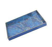 Mipcase Plateau Décoratif Rectangulaire en Plastique Effet Marbre Bleu, Facile d'entretien, comme Centre de Table pour Salle à Manger ou Rangement Salle de Bain