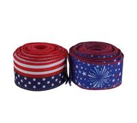 Mipcase Ruban Décoratif 2 Rouleaux Patriotique en Tissu Facile à Utiliser et Résistant pour Emballage Présent pour Décoration Fête du 4 Juillet