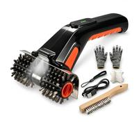 Mipepe Brosse de barbecue électrique, 22 kg, nettoyeur de barbecue sans fil avec lumière LED, 2 têtes de brosse remplaçables en acier inoxydable, batterie rechargeable de 4000 mAh, kit de brosse de