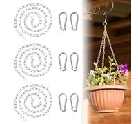 MIPIACE 3 PCS 1M Chaine Acier Inoxydable Bricolage Chainette avec 6 Mousqueton Chaîne d'ancre 1,5mm Diamètre Chaîne à Maillons Ronds Chaine INOX pour Plantes Suspendues DIY Clôture Vélo