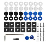 MIPIACE Lot de 12 Vis de Fixation pour Plaque D'Immatriculation M5 Kit de Fixation de Vis Antivol avec Cache Rivets Joint e Jeu de Tournevis Vis Antivol pour Plaque D'Immatriculation pour Moto Auto