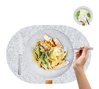 MIQIO® Lot de 12 sets de table ovales en feutre durable de qualité supérieure - Certifié Ökotex - En bouteilles PET 100 % recy s - 44 x 29 cm - 6 dessous de verre lavables + 6 dessous de verre