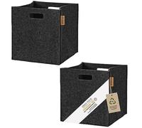 Miqio® Lot de 2 boîtes de rangement design en feutre | 30 x 30 x 30 cm | Organiseur pliable | Panier de rangement | Boîte d'étagère Kallax Insert | Gris foncé