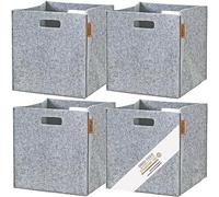 Miqio® Lot de 4 boîtes de rangement design en feutre | 30 x 30 x 30 cm | Organiseur pliable | Panier de rangement | Boîte d'étagère Kallax Insert | Gris clair
