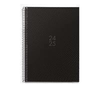 Miquelrius Agenda 18 mois 24-25, de juillet 2024 à décembre 2025, format plus 155 x 213 mm, vue hebdomadaire, spirale métallique noire, couverture en carton doublé, espagnol, anglais et portugais,