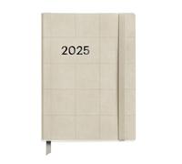 Miquelrius Agenda 2025, agenda annuel 122 x 168 mm, un jour par page, couverture souple imitation cuir cousu, papier 80 g/m², espagnol, anglais et portugais, couleur crème