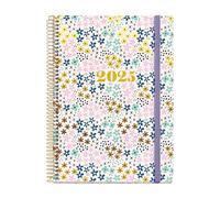 Miquelrius Agenda 2025, agenda annuel 155 x 213 mm, vue hebdomadaire, couverture carton doublé plastifié, spirale, fermeture élastique, papier 80 g/m², catalan, anglais et portugais, printemps