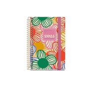 Miquelrius Agenda 2025, agenda annuel 80 x 120 mm, vue hebdomadaire, couverture carton doublé plastifié, spirale, fermeture élastique, papier 80 g/m², espagnol, anglais et portugais, flowery