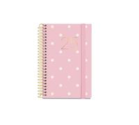Miquelrius Agenda 2025, agenda annuel 80 x 120 mm, vue hebdomadaire, couverture carton doublé plastifié, spirale, fermeture élastique, papier 80 g/m², espagnol, anglais et portugais, Polka Dots