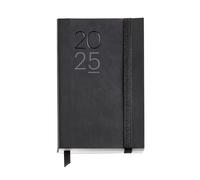 Miquelrius Agenda 2025, agenda annuel 90 x 140 mm, 1 jour par page, couverture souple imitation cuir cousu, papier 80 g/m², catalan, anglais et portugais, couleur noire