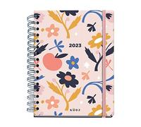 Miquelrius - Agenda annuel 2023 Küoz - Semaine Vue - Taille 155 x 213 mm (environ A5) - Couverture rigide - Reliure spirale - Multilingue - Garden