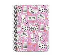 Miquelrius Agenda scolaire 2026/2027 avec vue hebdomadaire sur 10 mois, format A5+ (15 x 21,3 cm), coins arrondis, carton doublé et spirale en plastique noir, détails en stamping UVI, espagnol/EN