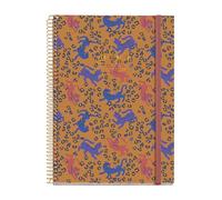 Miquelrius Agenda semainier 2026, similaire A5+ (155 x 213 mm), planification hebdomadaire, couverture rigide en carton, spirale, fermeture élastique, papier 80 g/m², espagnol-EN-PT, léopard