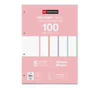 Miquelrius - Bloc de recharge, 100 feuilles détachées à pointillés (dots), Papier opaque 90 g/m², Recharge de feuilles A4 perforées pour classeur à anneaux ou archivage, Fournitures scolaires