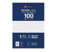 Miquelrius - Bloc de recharge, 100 feuilles quadrillées 4x4 mm sans marge ni perforations, Papier opaque 90 g/m², Recharge de feuilles A4 pour classeur à anneaux, Fournitures scolaires