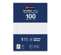 Miquelrius - Bloc de recharge 215 x 309 mm, 100 feuilles quadrillées 4x4 mm avec marge, Papier opaque 90 g/m², Recharge de feuilles perforées pour classeur à anneaux, Fournitures scolaires