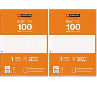 Miquelrius - Bloc de recharge A4, 100 feuilles à carreaux 5x5 mm, Avec marge et en-tête pour les titres, Papier opaque 70 g/m², 4 perforations pour classeur à anneaux, Couleur orange (Lot de 2)