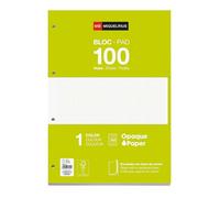 Miquelrius - Bloc de recharge A4, 100 feuilles à carreaux 5x5 mm, Avec marge et en-tête pour les titres, Papier opaque 70 g/m², 4 perforations pour classeur à anneaux, Couleur vert