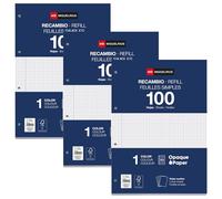 Miquelrius - Blocs de recharge, 300 feuilles quadrillées 4x4 mm, Papier opaque 90 g/m², Recharge de feuilles A4 perforées pour classeur à anneaux ou archivage, Fournitures scolaires