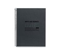 Miquelrius - Cahier 100% recy ouverture en carton recy arnet A5 (148 x 210 mm), 2 trous, 120 feuilles recy s 80 g/m², 4 bandes de couleur, Rayures horizontales 7 mm, Couleur graphite