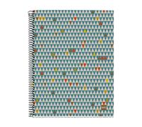 MIQUELRIUS - Cahier 100% recyclé spirale microperforé A4 couverture carton, 120 feuilles avec 4 bandes colorées, rayé 7 mm, Ecotriangles