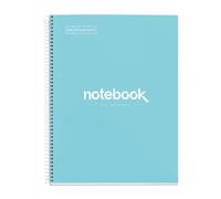 Miquelrius - Cahier A4 à spirale, Notebook Emotions, 80 Feuilles microperforée 90 g/m², Lignes 7 mm, 1 Bande Couleur, Cahier Ligné, Couverture Rigide, 4 Trous, Bleu Ciel