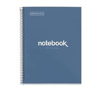 Miquelrius - Cahier A4 à spirale, Notebook Emotions, 80 Feuilles microperforée 90 g/m², Lignes 7 mm, 1 Bande Couleur, Cahier Ligné, Couverture Rigide, 4 Trous, Bleu Marine