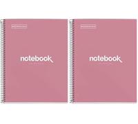 Miquelrius - Cahier A4 à spirale, Notebook Emotions, 80 Feuilles microperforée 90 g/m², Petits carreaux 5 mm, 1 Bande Couleur, Cahier Quadrillé, Couverture Rigide, 4 Trous, Rose poudré