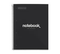Miquelrius - Cahier A4 à spirale, Notebook Emotions, 80 Feuilles microperforée 90 g/m², Petits carreaux 5 mm, 1 Bande Couleur, Cahier Quadrillé, Couverture Rigide, 4 Trous, Noir